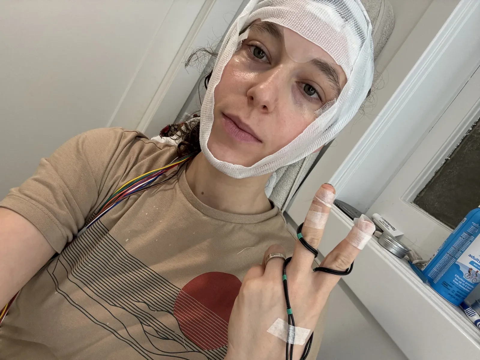 Dashiell Bark-Huss in electrodes before bed